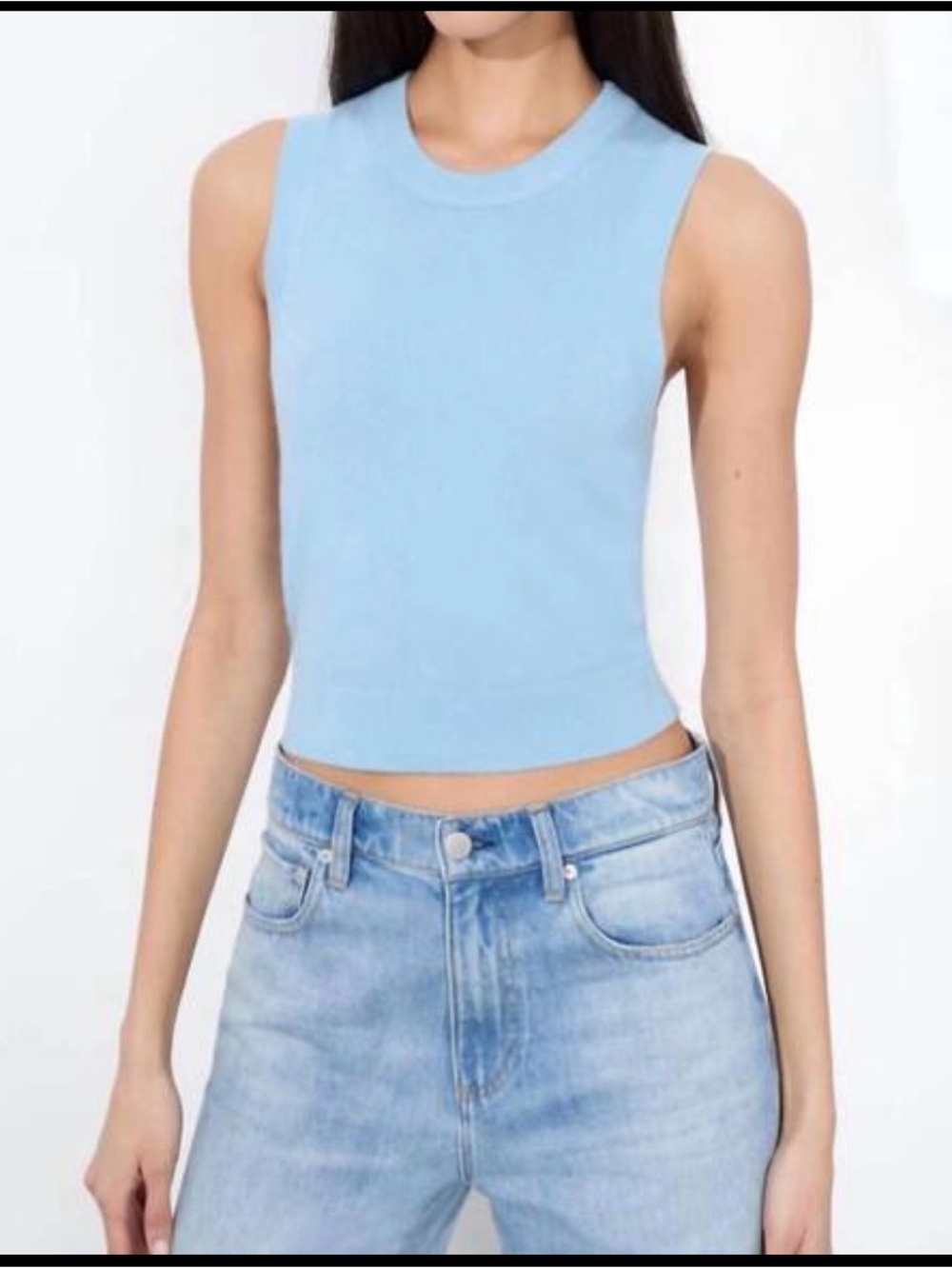 Cashmere Alice + Olivia Araceli Shell in Mineral Blue